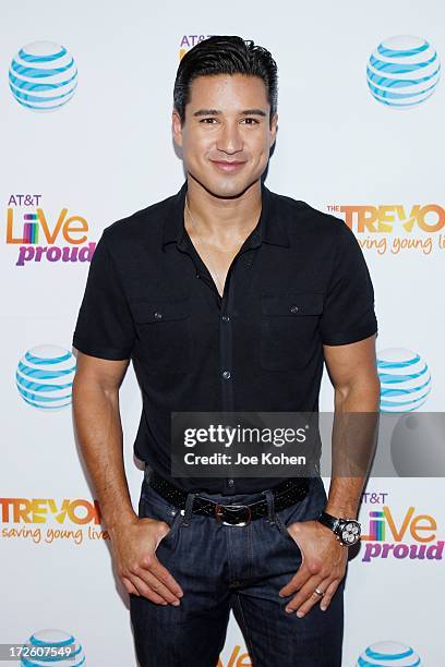 Personality Mario Lopez attneds Adam Lambert Performance And Check Donation Presentation To The Trevor Project For "Live Proud" Campaign at Playhouse...
