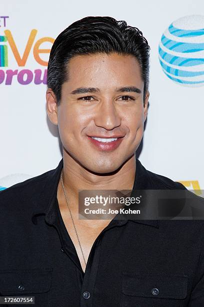 Personality Mario Lopez attneds Adam Lambert Performance And Check Donation Presentation To The Trevor Project For "Live Proud" Campaign at Playhouse...