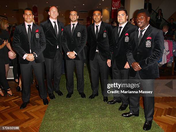 British and Irish Lions players Sean Maitland, Paul O'Connell, Sam Warburton, Simon Zebo, Brad Barritt and Christian Wade and speak to the crowd...