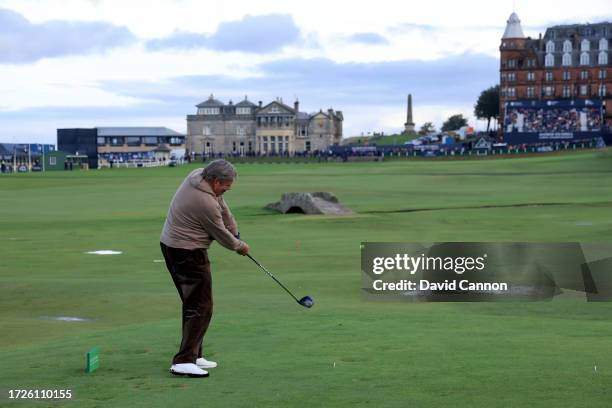 Johann Rupert of South Africa The CEO and Chairman of The Richemont Group plays his tee shot on the 18th hole during round three on Day Five of the...