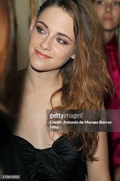 Kristen Stewart attends the Zuhair Murad show as part of Paris Fashion Week Haute-Couture Fall/Winter 2013-2014 at Hotel de Montmorency on July 4,...