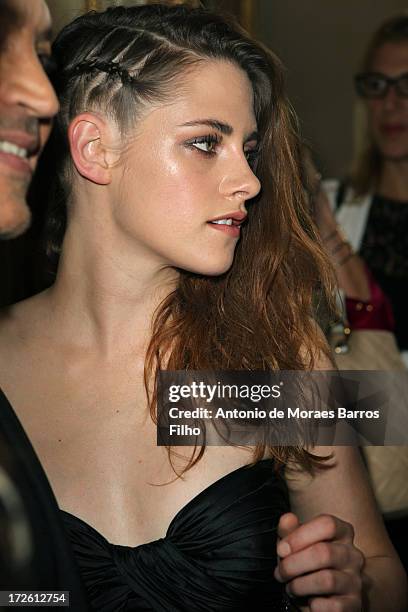 Kristen Stewart attends the Zuhair Murad show as part of Paris Fashion Week Haute-Couture Fall/Winter 2013-2014 at Hotel de Montmorency on July 4,...