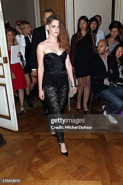 Kristen Stewart attends the Zuhair Murad show as part of Paris Fashion Week Haute-Couture Fall/Winter 2013-2014 at Hotel de Montmorency on July 4,...