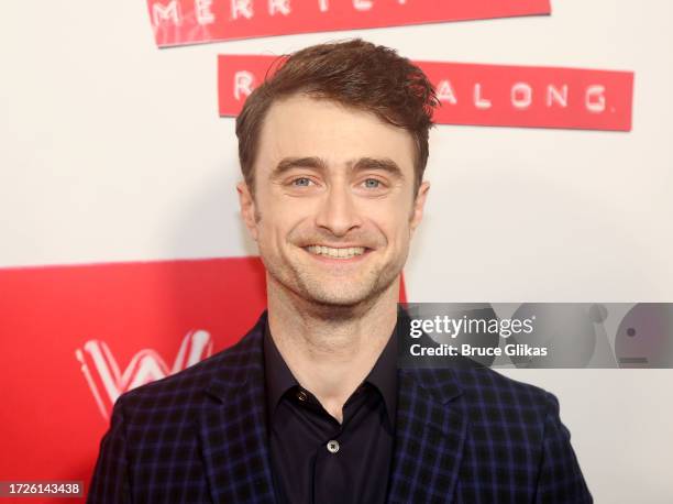 Daniel Radcliffe poses at the opening night of Stephen Sondheim's "Merrily We Roll Along" on Broadway at The Hudson Theater on October 8, 2023 in New...