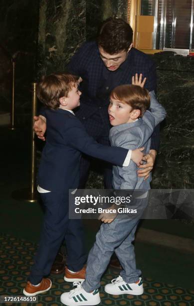 Daniel Radcliffe, Brady Wagner and Max Rackenberg at the opening night of Stephen Sondheim's "Merrily We Roll Along" on Broadway at The Hudson...