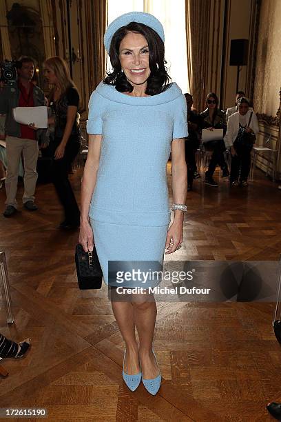 Mouna Ayoub attends the Zuhair Murad show as part of Paris Fashion Week Haute-Couture Fall/Winter 2013-2014 at Hotel de Montmorency on July 4, 2013...