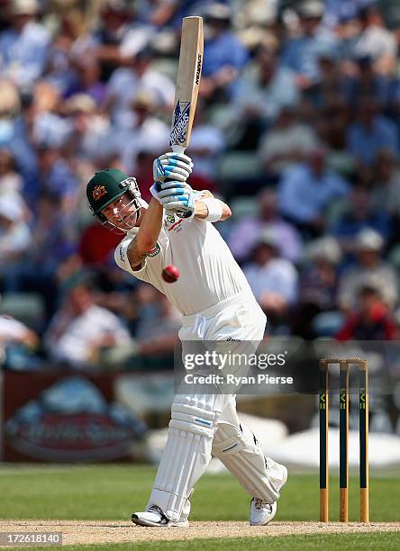 Michael Clarke of Australia bats during day three of the Tour Match between Worcestershire and Australia at New Road on July 4, 2013 in Worcester,...