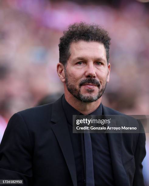 Manager Diego Pablo Simeone alias el Cholo of Atletico de Madrid walks to the bench prior to start the LaLiga EA Sports match between Atletico Madrid...