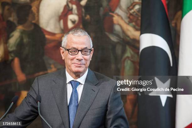 Libyan Prime Minister Ali Zeidan attends a press conference after a meeting with Italian Prime Minister Enrico Letta , at Palazzo Chigi on July 4,...