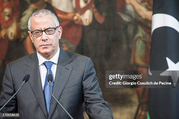 Libyan Prime Minister Ali Zeidan attends a press conference after a meeting with Italian Prime Minister Enrico Letta , at Palazzo Chigi on July 4,...