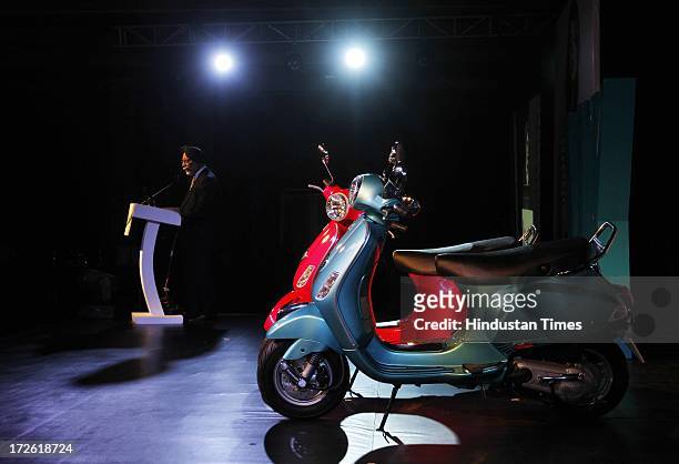 Ravi Chopra Chairman and Managing Director of Piaggio Vehicles Pvt Ltd, during the launch of new model of Vespa VX 125 scooter on July 4, 2013 in New...