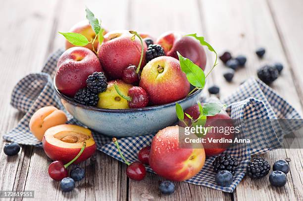 summer fruit - fruit bowl stock pictures, royalty-free photos & images
