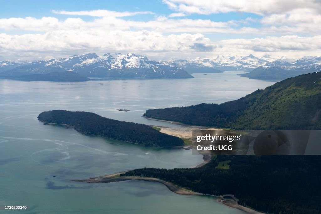 View SW up Geikie Inlet from mouth of Muir Inlet and Sebree Island, Glacier Bay National Park, Alaska