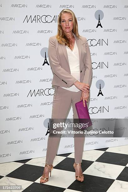 Tatjana Patitz attends the Marc Cain Photocall during the Mercedes-Benz Fashion Week Spring/Summer 2014 at the Hotel Adlon on July 4, 2013 in Berlin,...