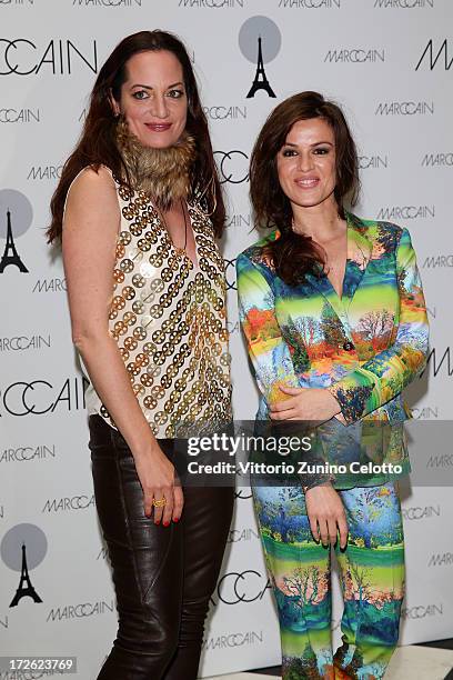 Natalia Woerner and Natalia Avelon attend the Marc Cain Photocall during the Mercedes-Benz Fashion Week Spring/Summer 2014 at the Hotel Adlon on July...