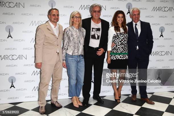 Matthias Behr, Karin Veit, Helmut Schlotterer, Alyson Le Borges and Norbert Lock attend the Marc Cain Photocall during the Mercedes-Benz Fashion Week...
