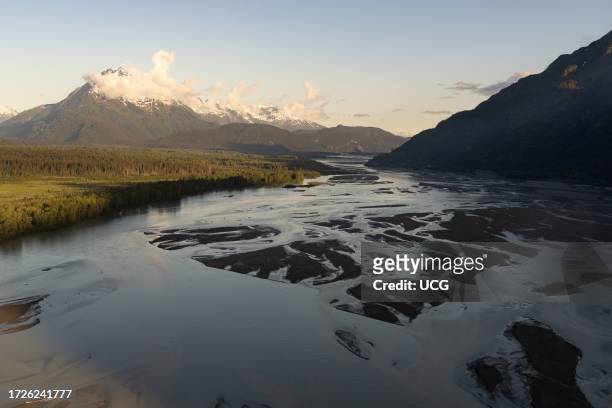 Braided river channels, Chilkat River, Southeast Alaska.
