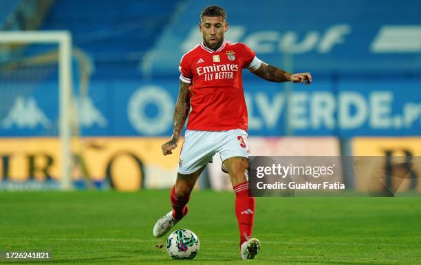 Nicolas Otamendi of SL Benfica in action during the Liga Portugal Betclic match between GD Estoril Praia and SL Benfica at Estadio Antonio Coimbra da...