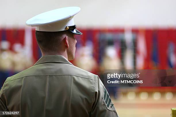 marine in blues - us marine corps stock pictures, royalty-free photos & images