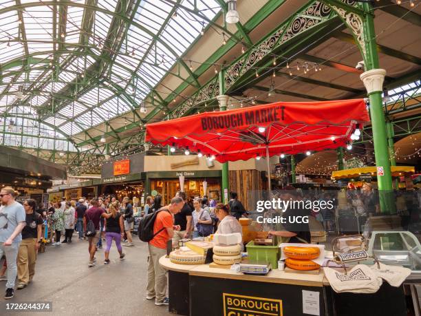 Cheese stall at Borough Market, London, UK.