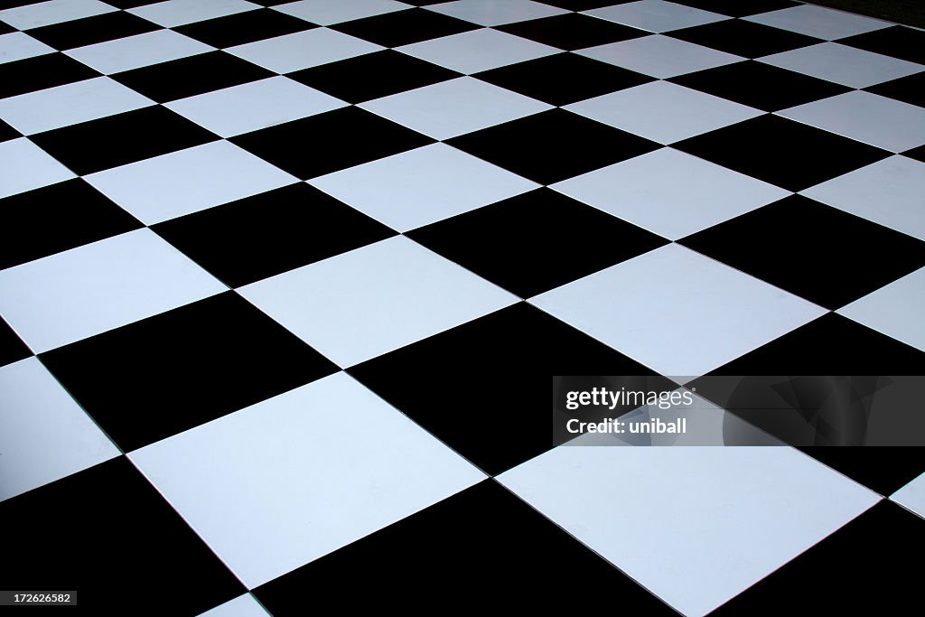 Black and white checkered dance floor