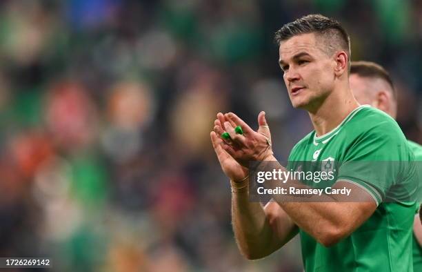 Paris , France - 14 October 2023; Jonathan Sexton of Ireland after the 2023 Rugby World Cup quarter-final match between Ireland and New Zealand at...