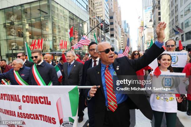 People participate in the annual 79th Annual Columbus Day Parade on Fifth Avenue on October 09, 2023 in New York City. Gov. Kathy Hochul and Mayor...