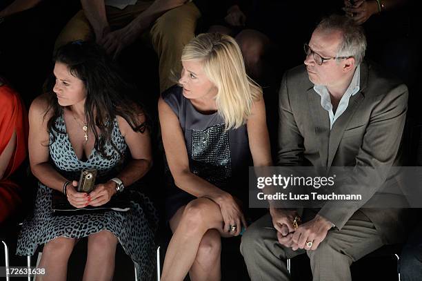 Christine Neubauer, Judith Milberg and Axel Milberg attend the Laurel Show during the Mercedes-Benz Fashion Week Spring/Summer 2014 at Brandenburg...