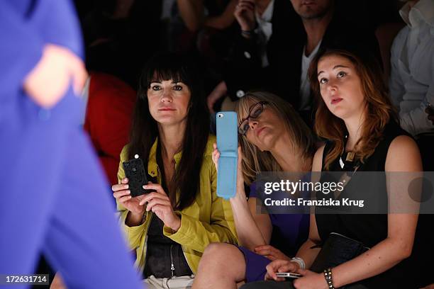 Mariella Ahrens, Gesine Cukrowski and Sophie Marie Muehe attend the Laurel Show during the Mercedes-Benz Fashion Week Spring/Summer 2014 at...