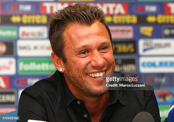 Antonio Cassano is presented as the new signing to Parma FC during a press conference at Stadio Ennio Tardini on July 4, 2013 in Parma, Italy.
