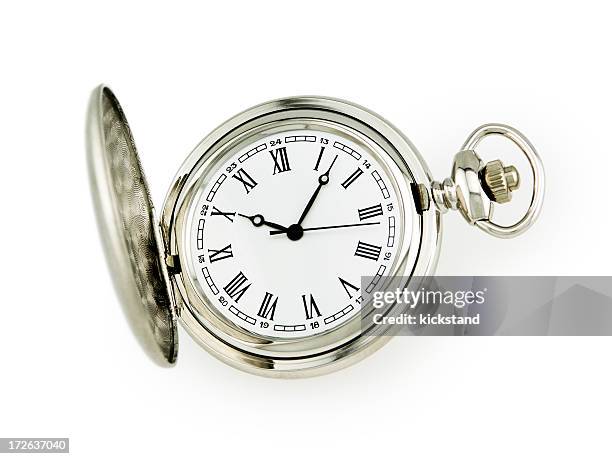 pocket watch with clipping path - pocket watch stock pictures, royalty-free photos & images