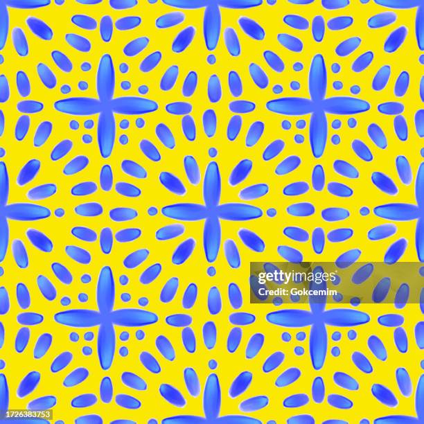 blue and yellow portuguese azulejo seamless pattern. moroccan ceramic tile. vector lisbon arabic floral mosaic, mediterranean ornament. - damask background stock illustrations