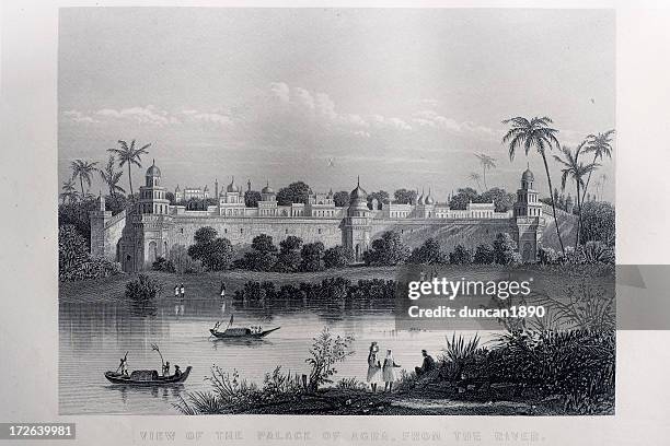 agra palace - agra fort stock illustrations