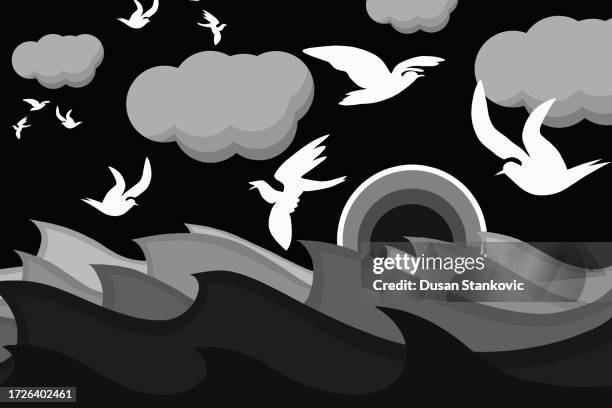 seamless waves and seagulls - informal trader stock illustrations