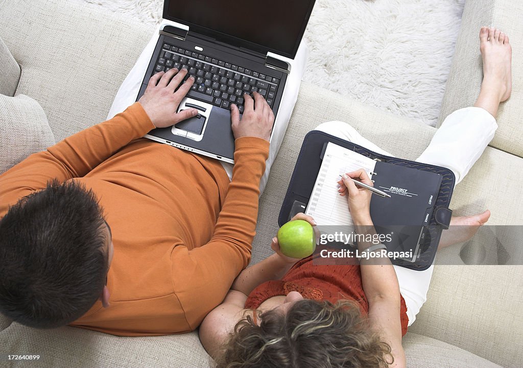 Young couple in the living room