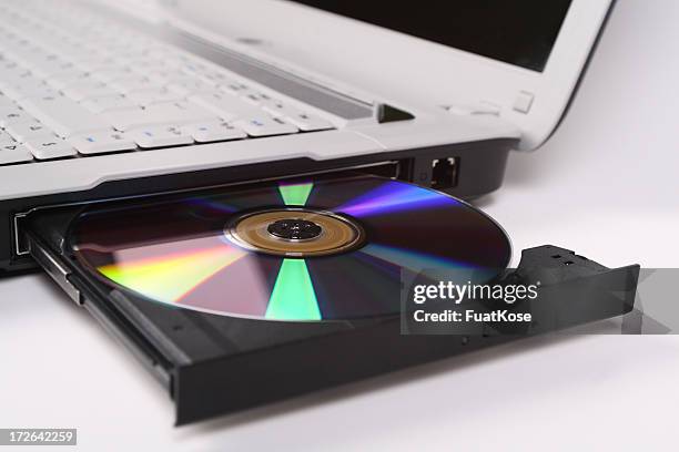 laptop with dvd drive - dvd stock pictures, royalty-free photos & images
