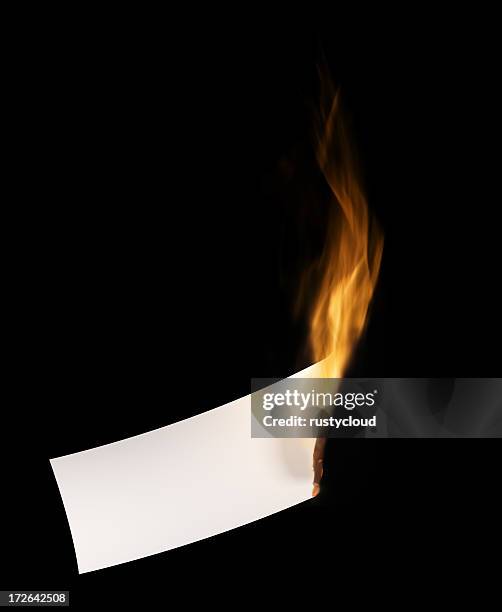 burning blank paper - burning stock pictures, royalty-free photos & images