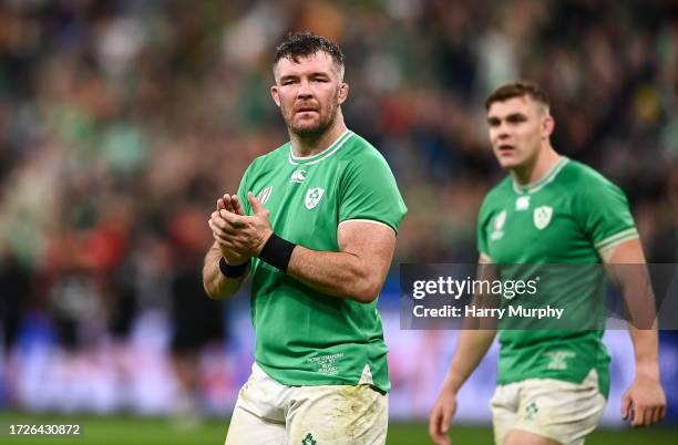 Paris , France - 14 October 2023; Peter O'Mahony of Ireland after his side's defeat in the 2023 Rugby World Cup quarter-final match between Ireland...