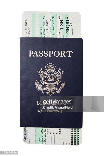 passaporte & cartão de embarque - passagem de avião - fotografias e filmes do acervo