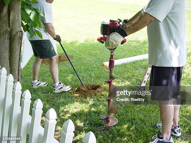 building a fence - digging hole stock pictures, royalty-free photos & images