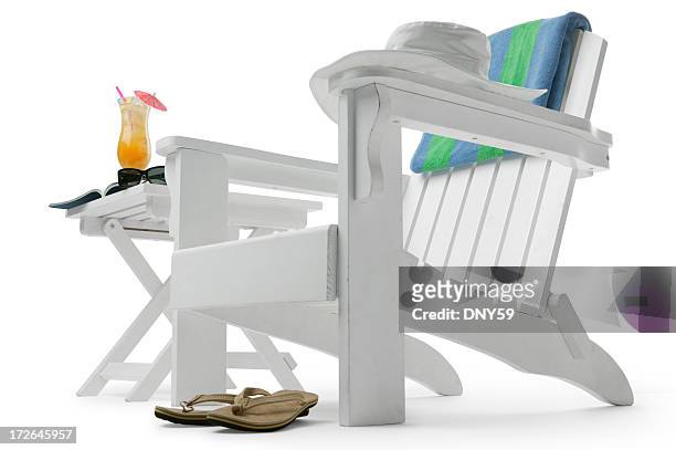 vacation time - adirondack chair white background stock pictures, royalty-free photos & images