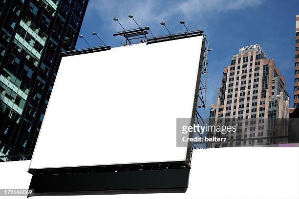 white blank city billboard with high rise buildings - times square manhattan stock pictures, royalty-free photos & images