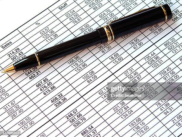 pen and spreadsheet - price list stock pictures, royalty-free photos & images