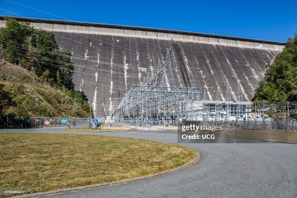 Fontana Dam on the Little Tennessee River produces hydroelectric power for the Tennessee Valley Authority