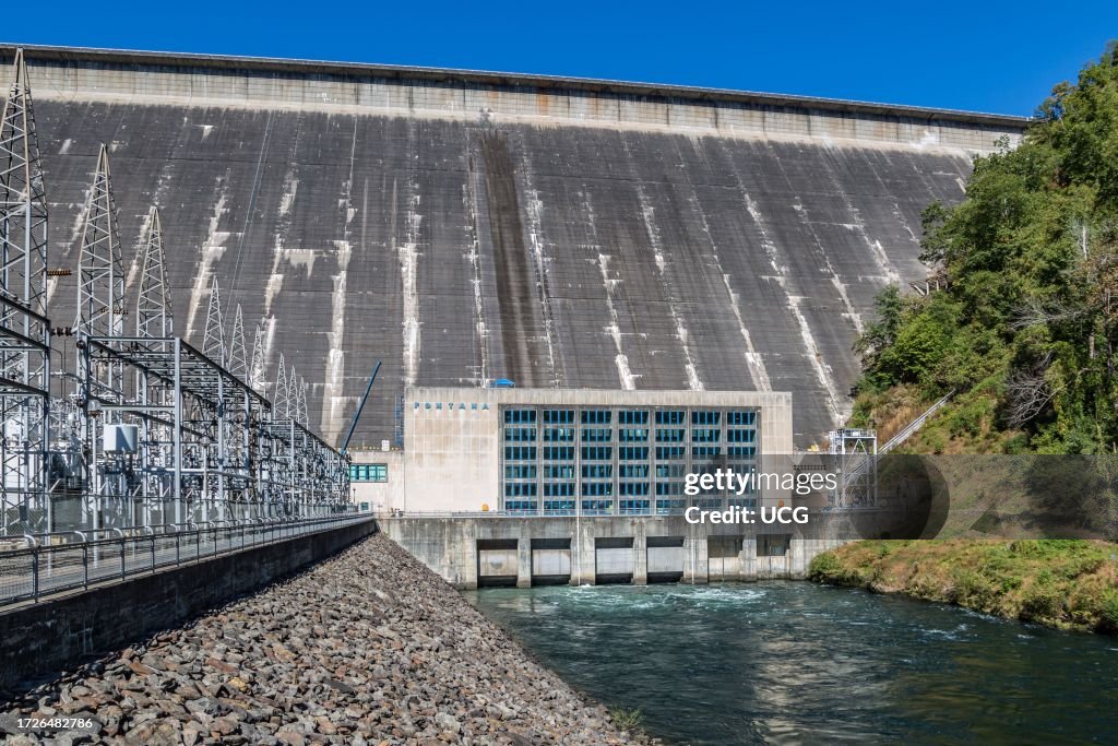 Fontana Dam on the Little Tennessee River produces hydroelectric power for the Tennessee Valley Authority
