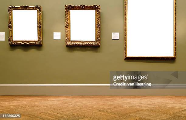 different sized empty frames on the wall - museum bildbanksfoton och bilder