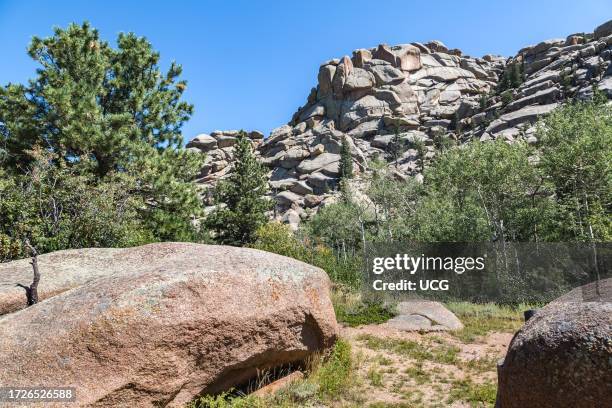 Granite rock outcropping in the Vedauwoo Recreation Area of Medicine Bow National Forest in Wyoming.