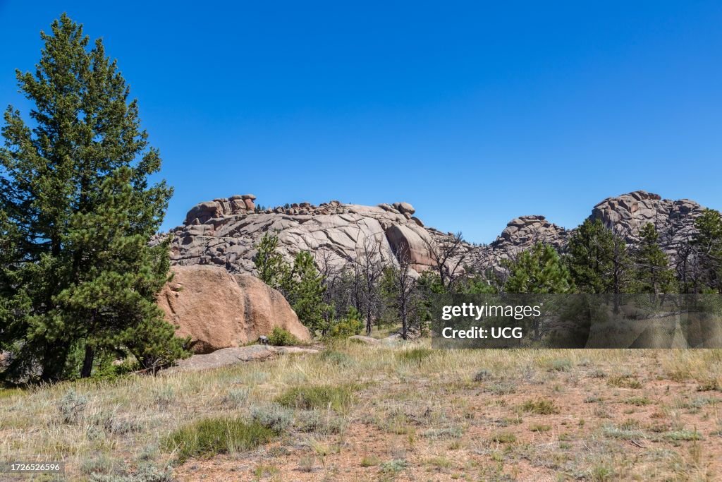 Granite rock outcropping in the Vedauwoo Recreation Area of Medicine Bow National Forest in Wyoming