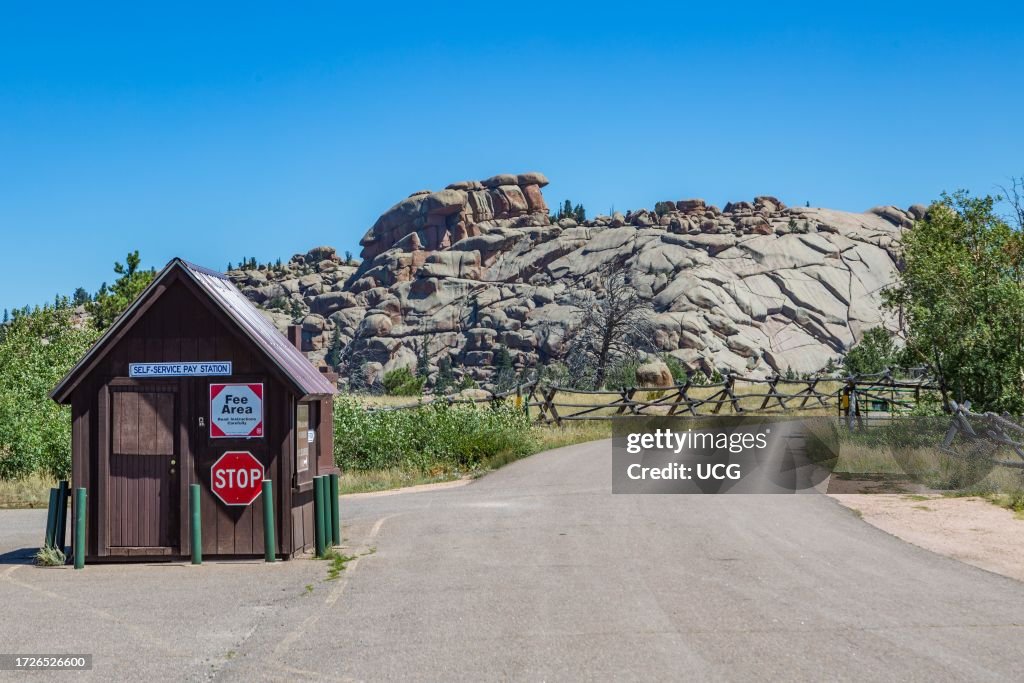 Self service pay station at the entrance to the Vedauwoo Recreation Area of Medicine Bow National Forest in Wyoming