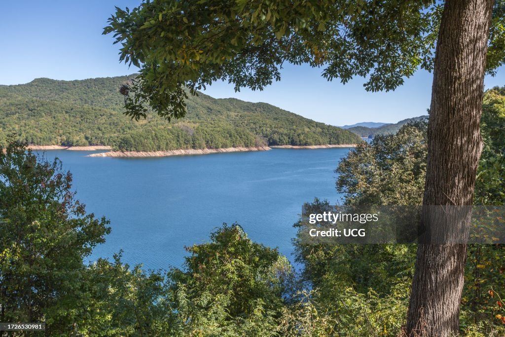 Fontana Lake reservoir on the Little Tennessee River in North Carolina